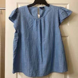 J. Crew Factory Chambray Short Sleeve Top NWT sz L